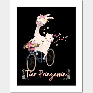 Alpaka Fahrrad Tier Prinzessin Blumen Süß.png Posters and Art